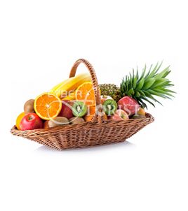 fruit basket with pineapple and bananas